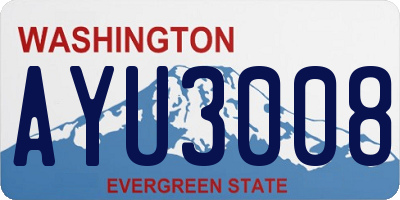 WA license plate AYU3008