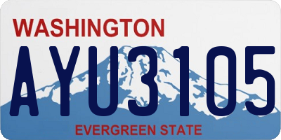 WA license plate AYU3105