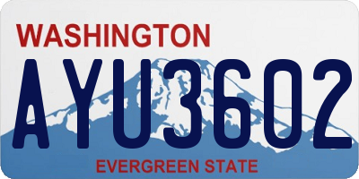 WA license plate AYU3602