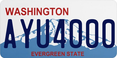 WA license plate AYU4000