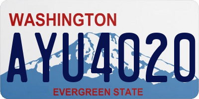 WA license plate AYU4020