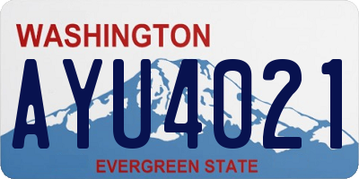 WA license plate AYU4021