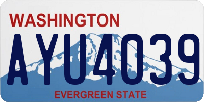 WA license plate AYU4039