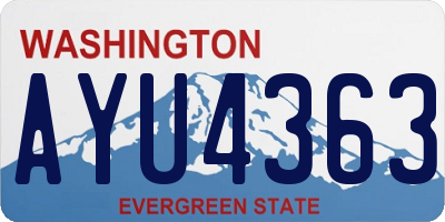 WA license plate AYU4363