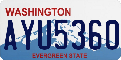 WA license plate AYU5360