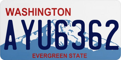 WA license plate AYU6362
