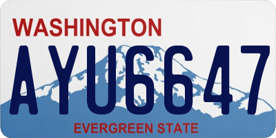 WA license plate AYU6647