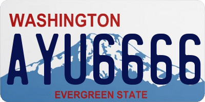 WA license plate AYU6666