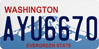 WA license plate AYU6670