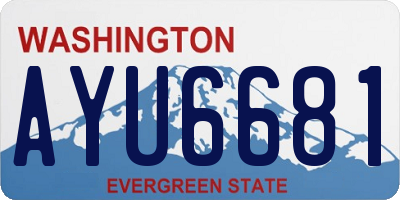 WA license plate AYU6681