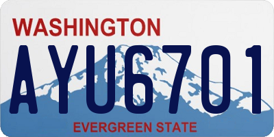 WA license plate AYU6701