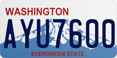 WA license plate AYU7600