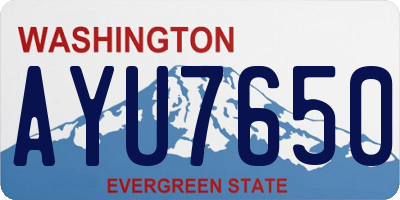 WA license plate AYU7650