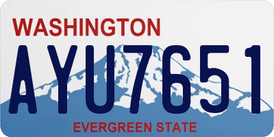 WA license plate AYU7651