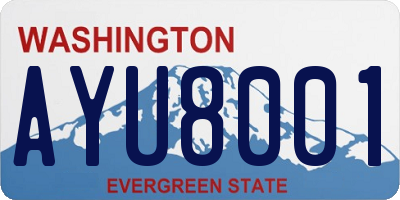 WA license plate AYU8001