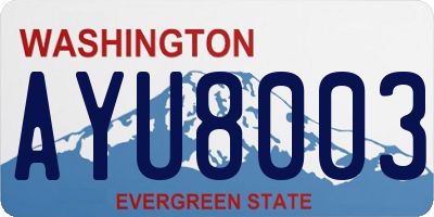 WA license plate AYU8003