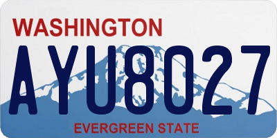 WA license plate AYU8027