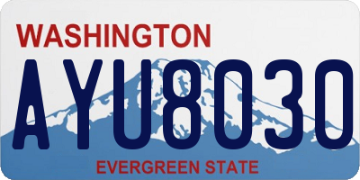 WA license plate AYU8030