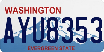 WA license plate AYU8353