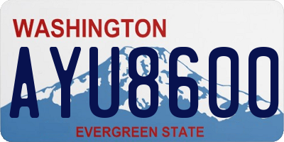 WA license plate AYU8600