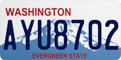 WA license plate AYU8702