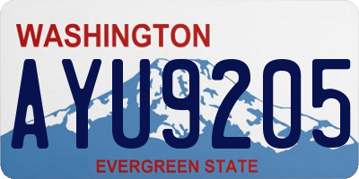 WA license plate AYU9205