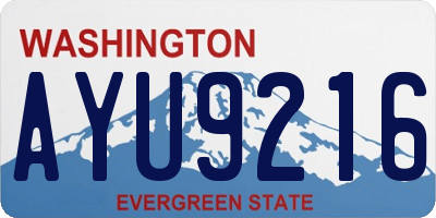 WA license plate AYU9216