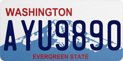 WA license plate AYU9890