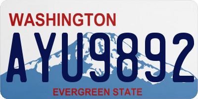 WA license plate AYU9892