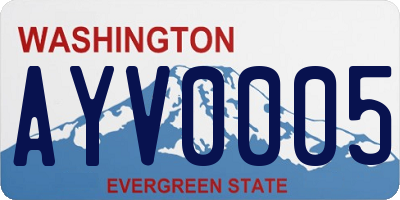WA license plate AYV0005