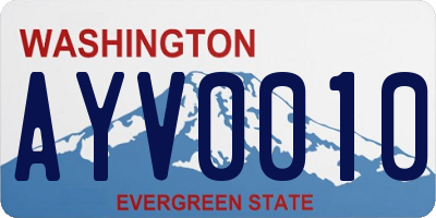 WA license plate AYV0010