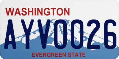 WA license plate AYV0026