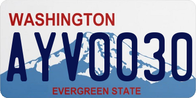 WA license plate AYV0030