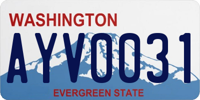 WA license plate AYV0031