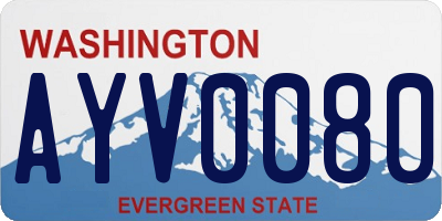 WA license plate AYV0080