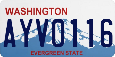 WA license plate AYV0116