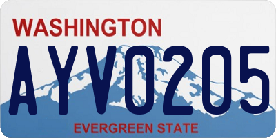 WA license plate AYV0205
