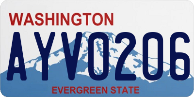 WA license plate AYV0206