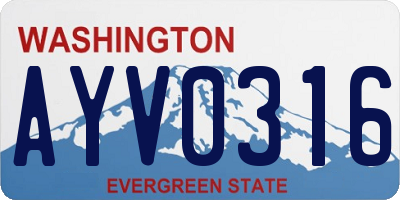 WA license plate AYV0316