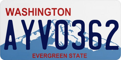 WA license plate AYV0362