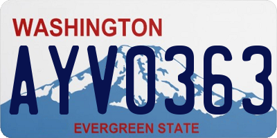 WA license plate AYV0363