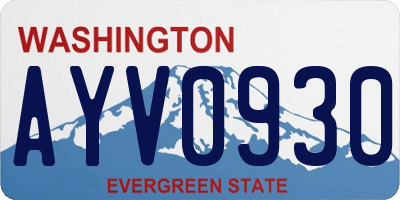WA license plate AYV0930