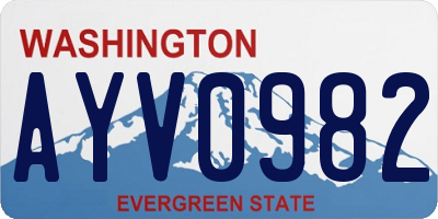 WA license plate AYV0982