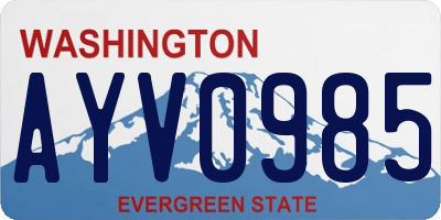 WA license plate AYV0985