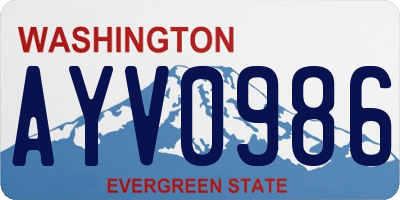 WA license plate AYV0986