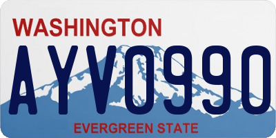 WA license plate AYV0990