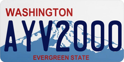 WA license plate AYV2000