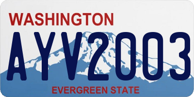 WA license plate AYV2003