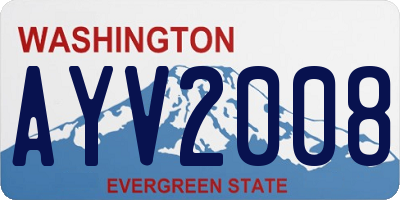 WA license plate AYV2008