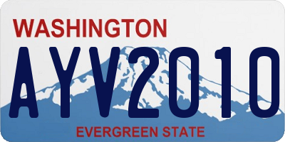 WA license plate AYV2010